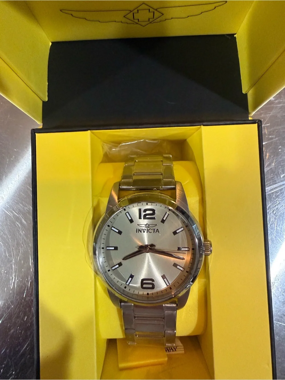 Invicta Men’s Stainless Steel Watch – Silver Dial – With Original Box